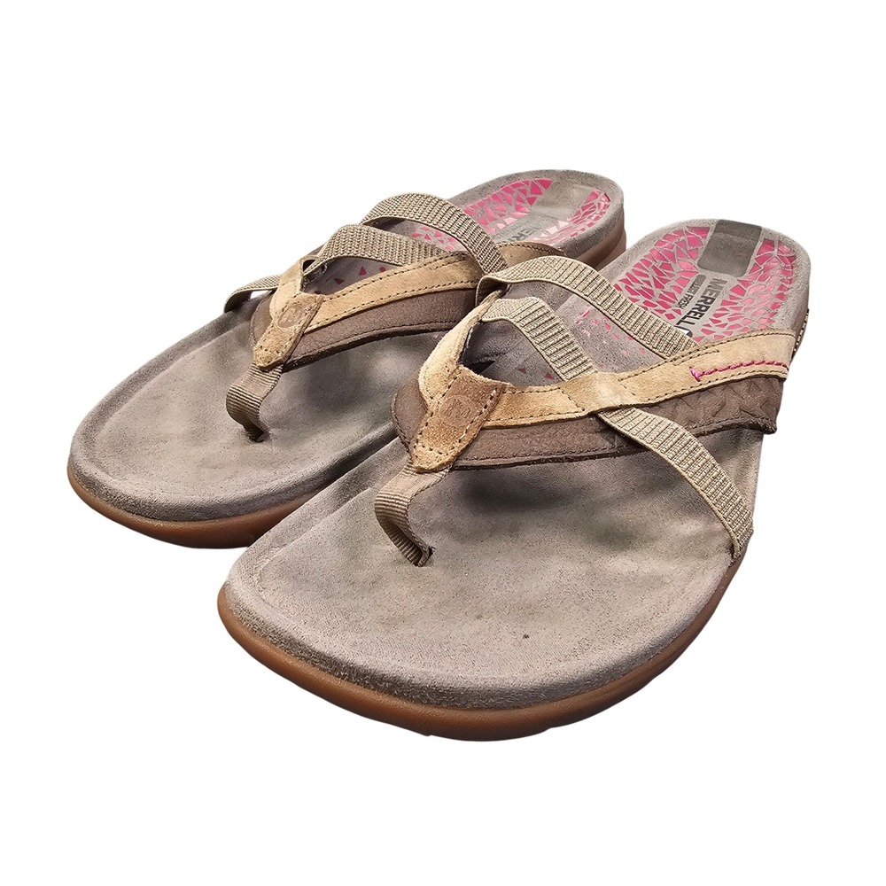 Merrell Coriander Women's Sandals Size 9 Brown Leather M-Select Grip Thong